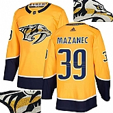 Predators #39 Mazanec Gold With Special Glittery Logo Adidas Jersey,baseball caps,new era cap wholesale,wholesale hats